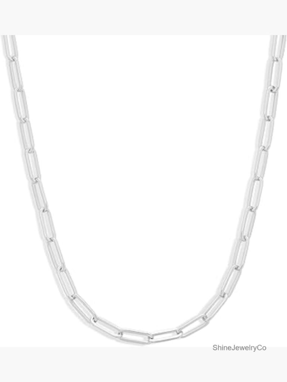 Silver Plated Paperclip Chain Necklace 24 inch